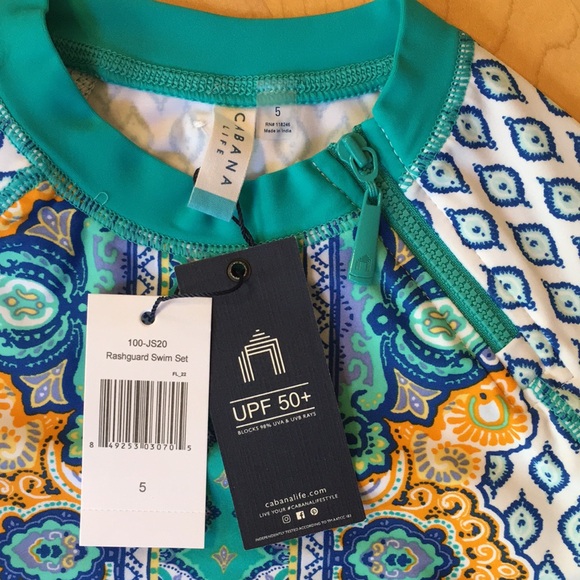 CABANA LIFE | Jewel Scarf 2-Piece Girls Rashguard Swimsuit - Picture 7 of 15